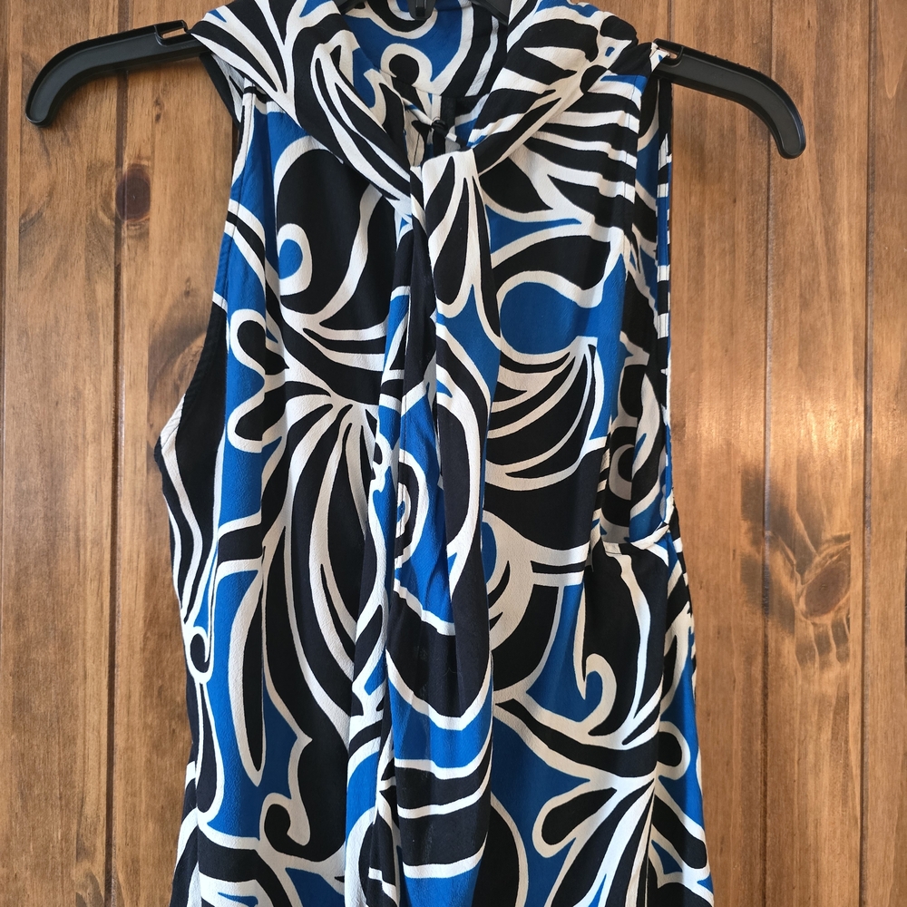 Zara Blue and Black Swirl Blouse
